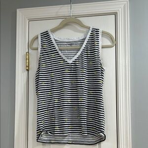 Striped Sleeveless Top with Pineapple Accents